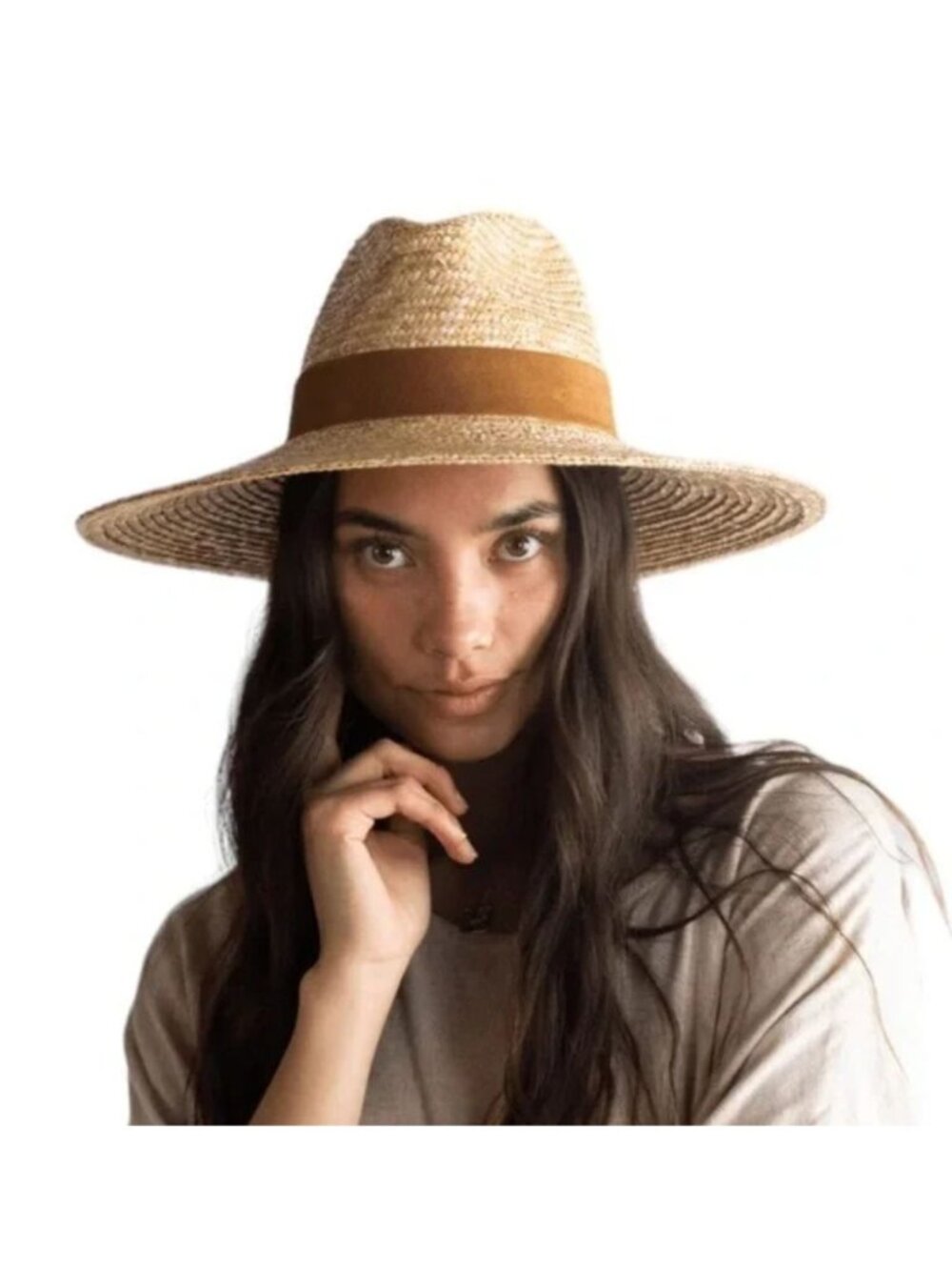 NWT Gigi Pip Isla Straw Fedora Hat S/M 57cm Adjustable Wide Brim Band MSRP$102 - Picture 14 of 17